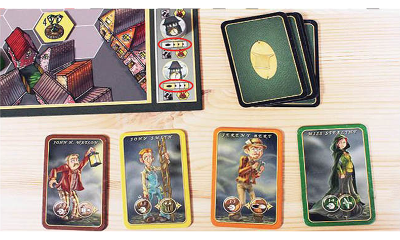 Các biểu tượng trên thanh thời gian cho thấy thứ tự người chơi chọn nhân vật. Lượt của Thám Tử thể hiện bằng lá bài màu vàng, lá bài màu trắng đối với Jack.
