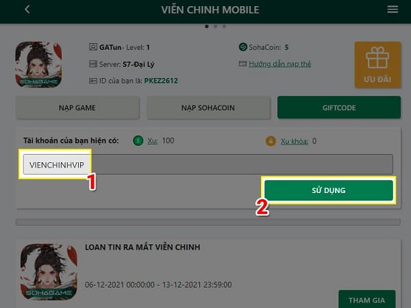  Code Viễn Chinh Mobile mới nhất và cách nhập code chi tiết 3