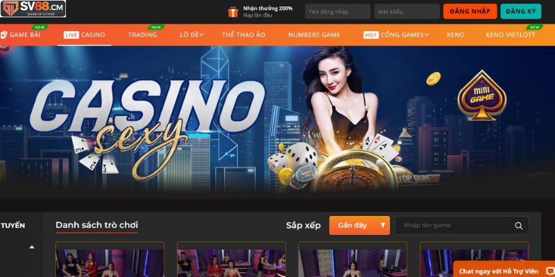 Sảnh casino SV88 có thể được xem là điểm giải trí tiên phong