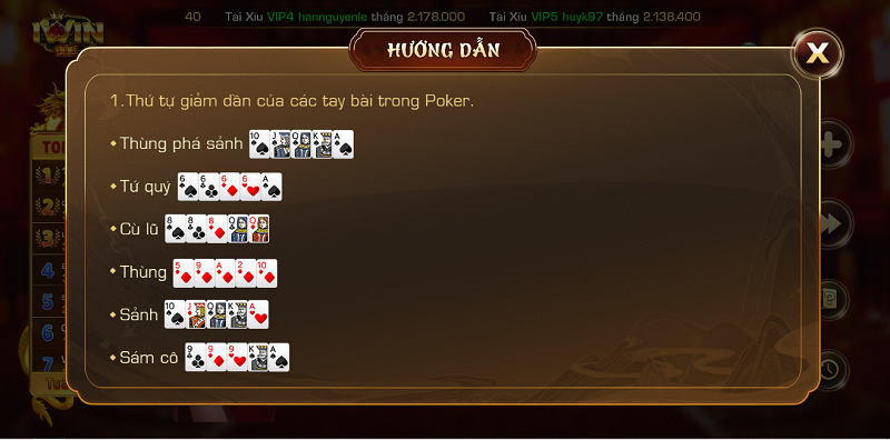 Những loại bài chính trong game Poker game bài đổi thưởng 